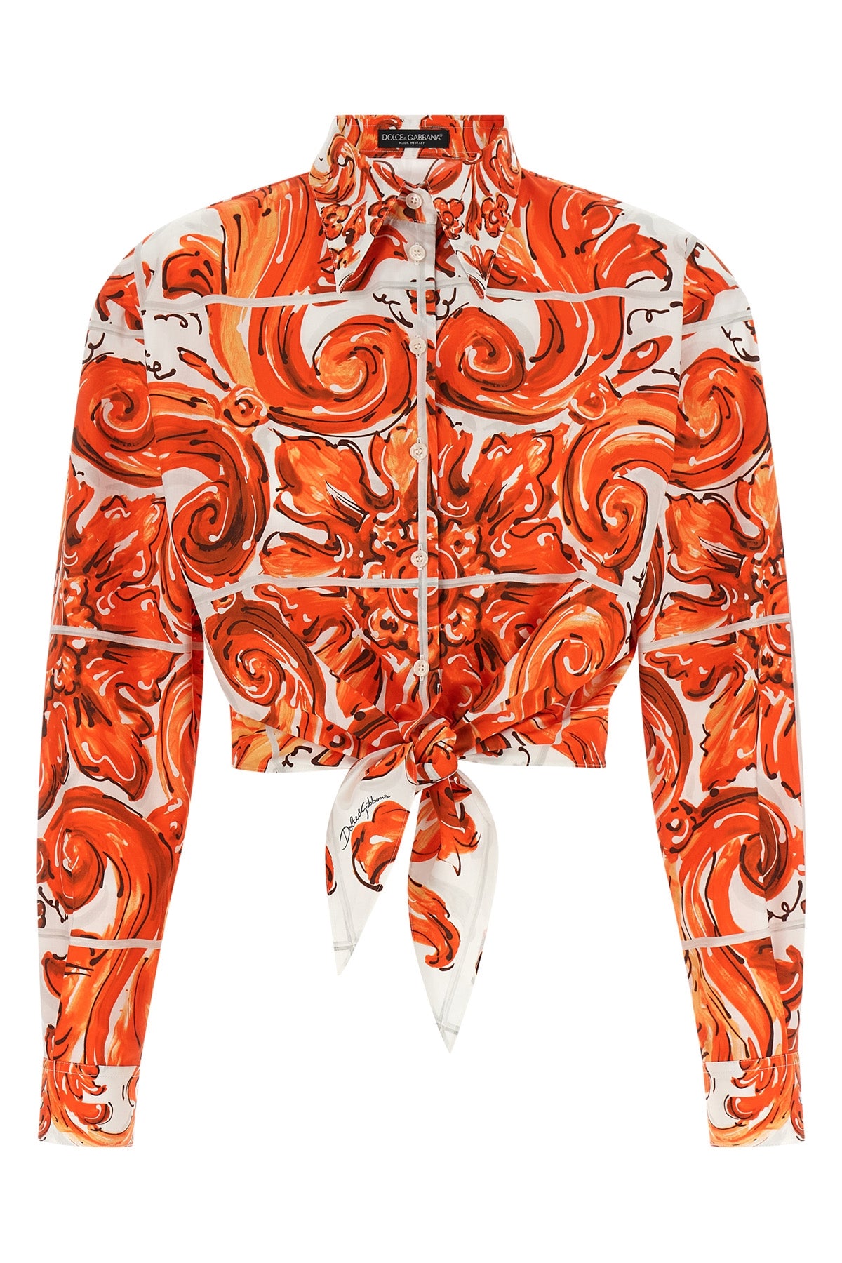 DOLCE amp; GABBANA 38 maiolica print poplin shirt