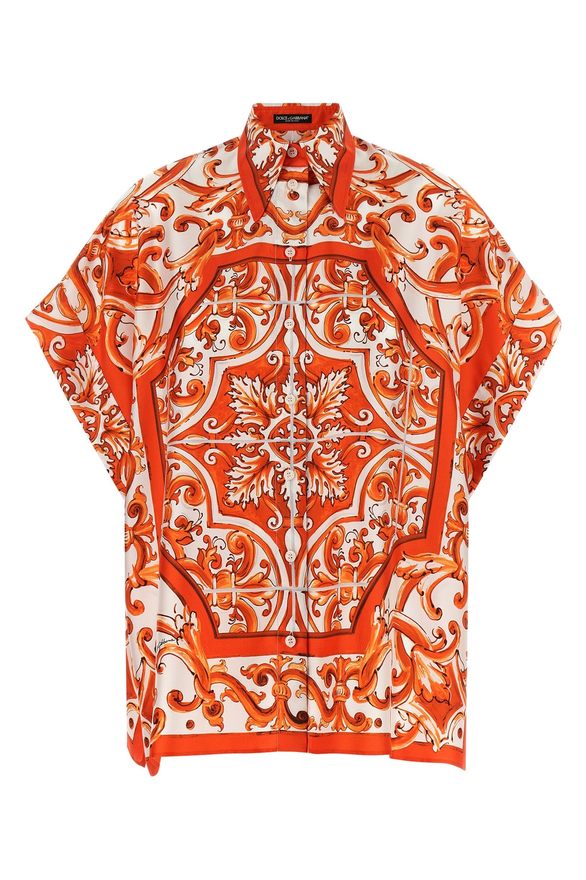 DOLCE amp; GABBANA 40 all-over maiolica print silk shirt