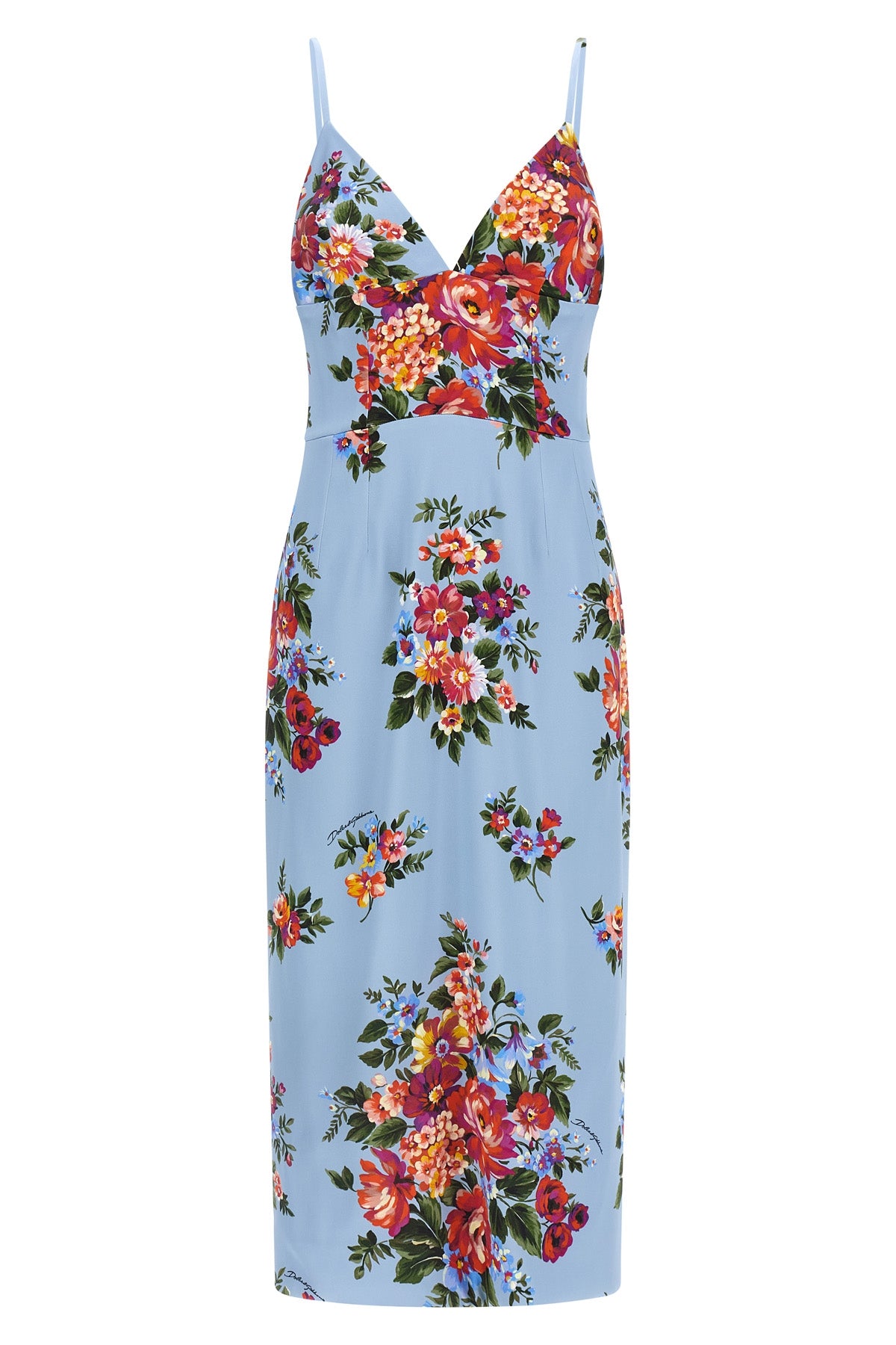 DOLCE amp; GABBANA 44 all over mazzo di fiori print satin midi dress