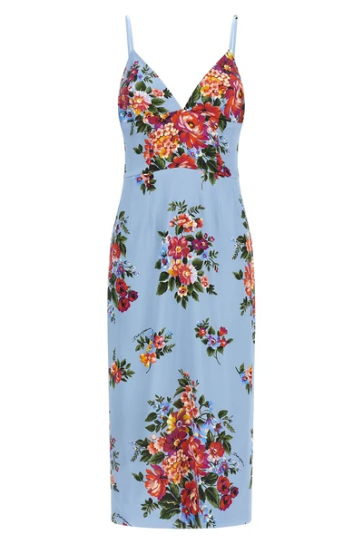 all over mazzo di fiori print satin midi dress