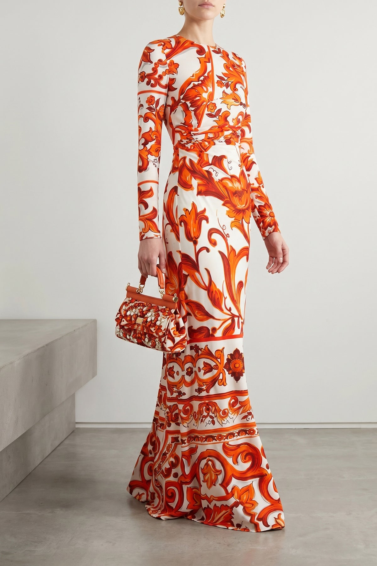DOLCE amp; GABBANA 42 long dress in viscose organzine