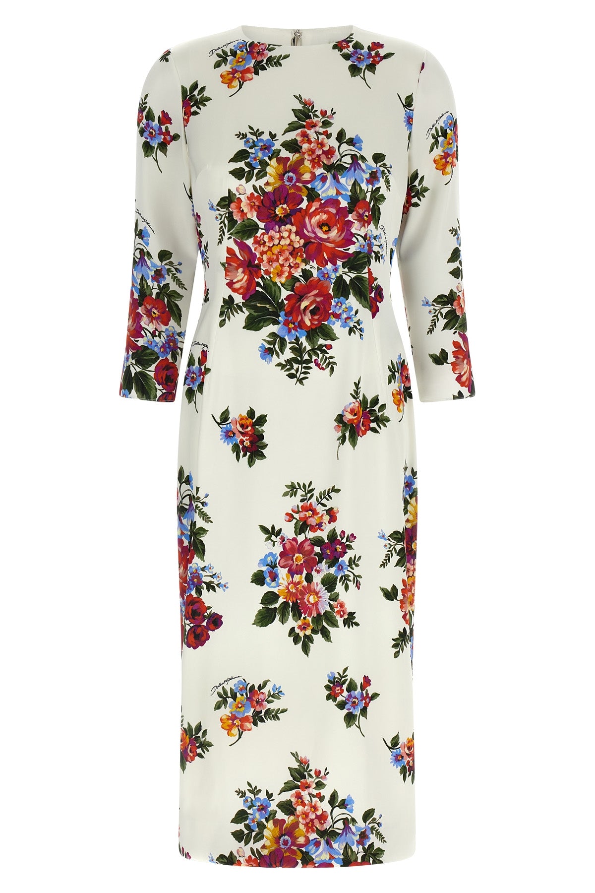 DOLCE amp; GABBANA 40 mazzo di fiori print satin midi dress