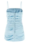 sleeveless mini dress in stretch satin