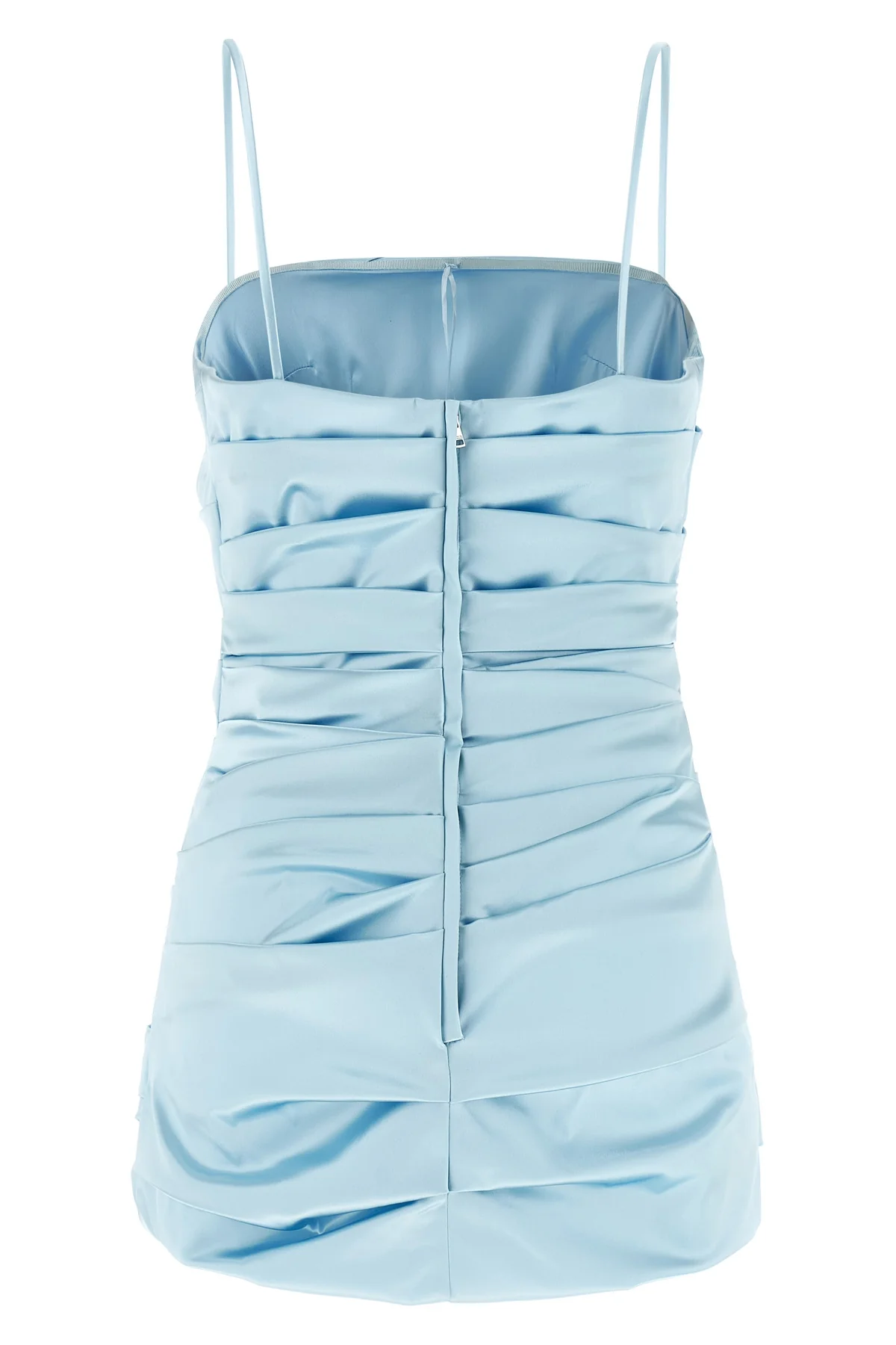 sleeveless mini dress in stretch satin