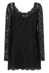 the dolce&gabbana mini dress in black cordonetto lace defines a tight silhouette