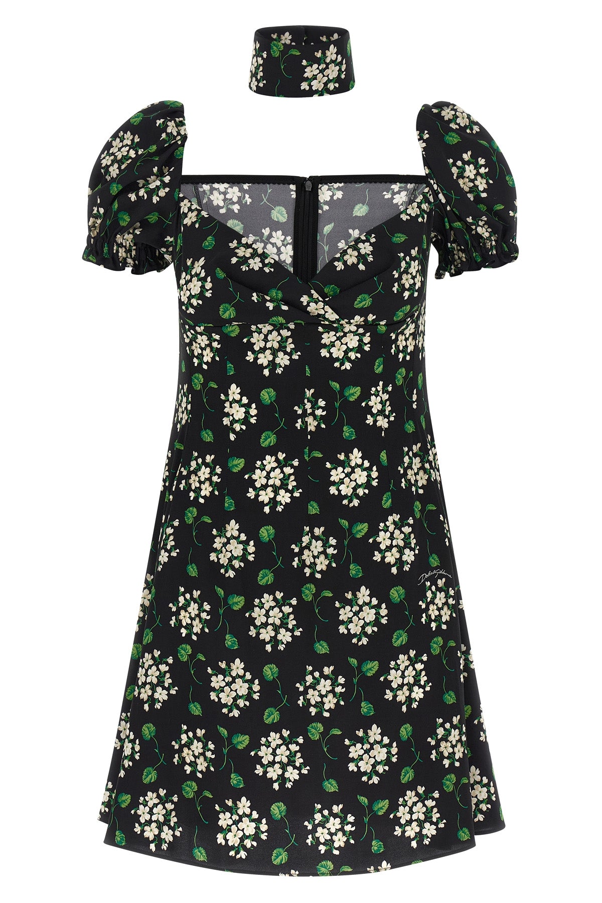DOLCE amp; GABBANA 40 mini dress in all-over floral print silk charmeuse