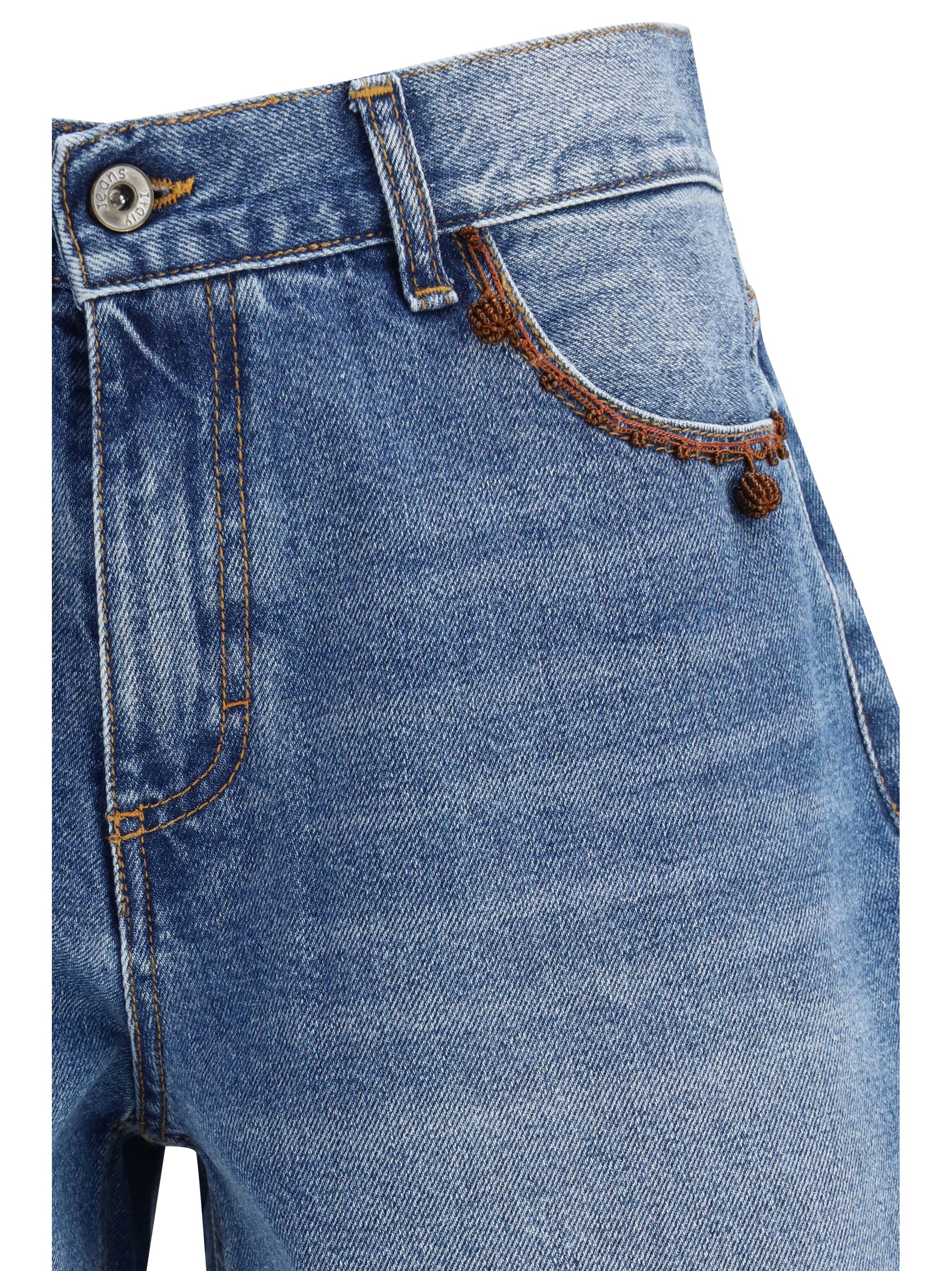 bermuda shorts with embroidered edges and pom pom detailing