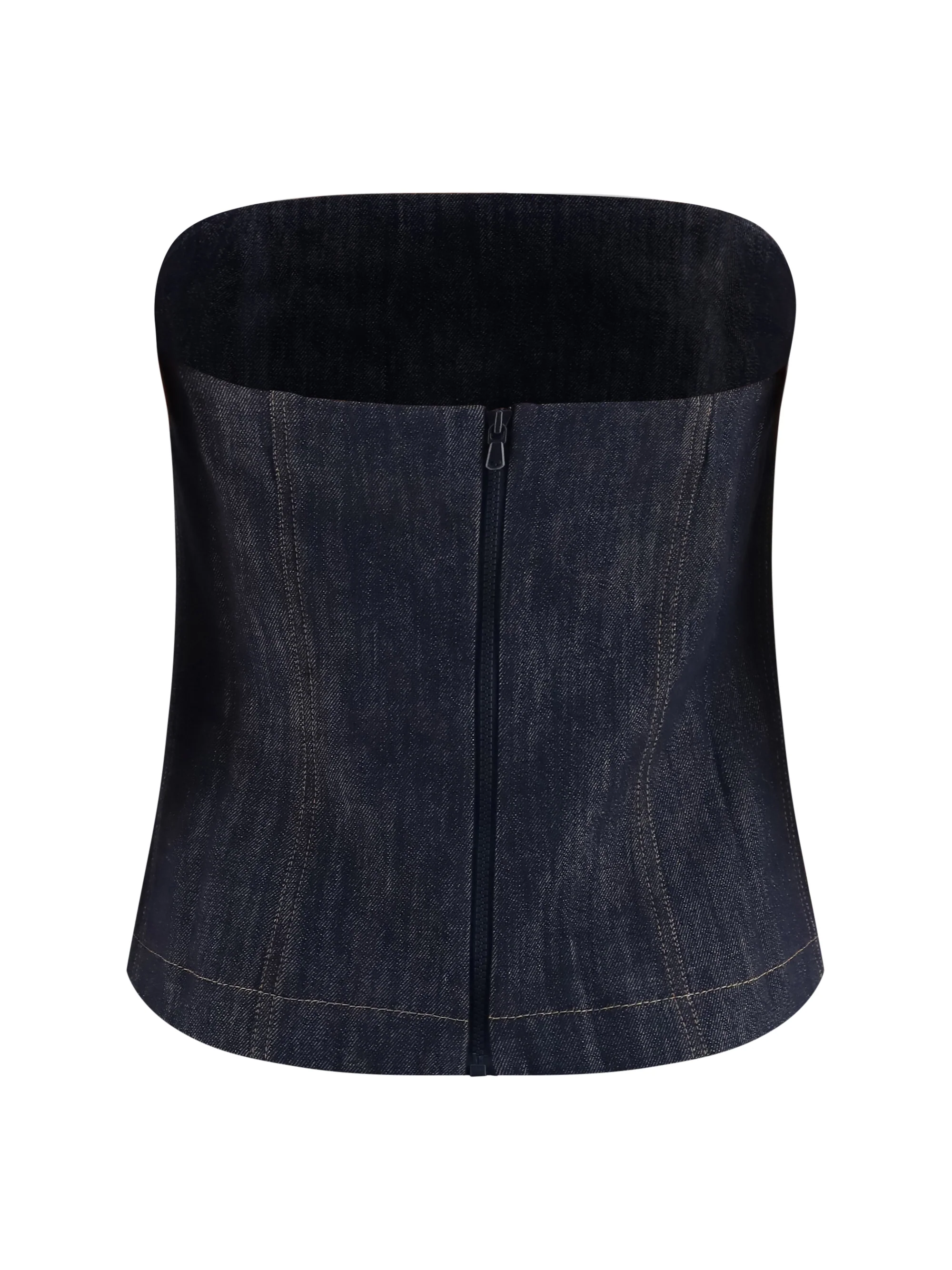 denim effect twill bandeau top
