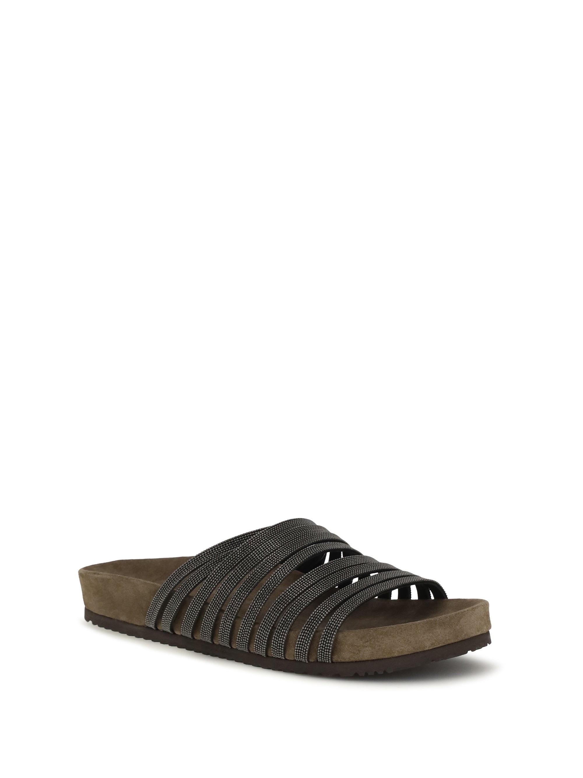 BRUNELLO CUCINELLI 37 lace-up slides with monili embellishment