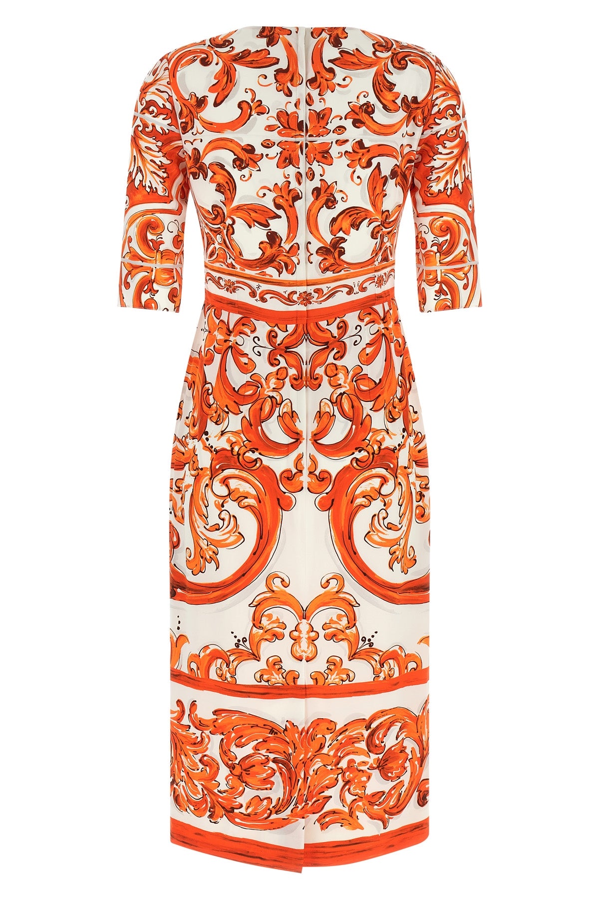 DOLCE amp; GABBANA 38 maiolica print silk charmeuse midi dress