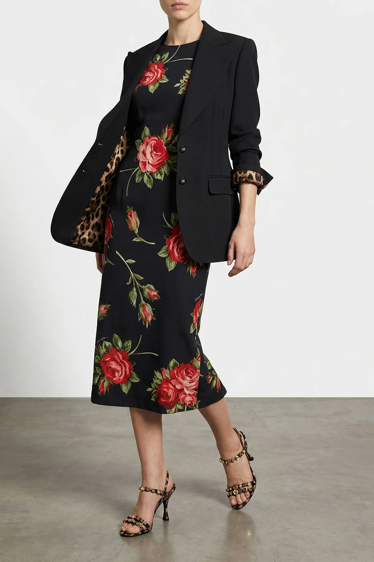 midi dress in viscose satin