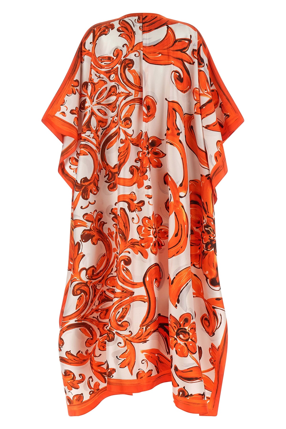 DOLCE amp; GABBANA 40 long dress in maiolica print silk twill