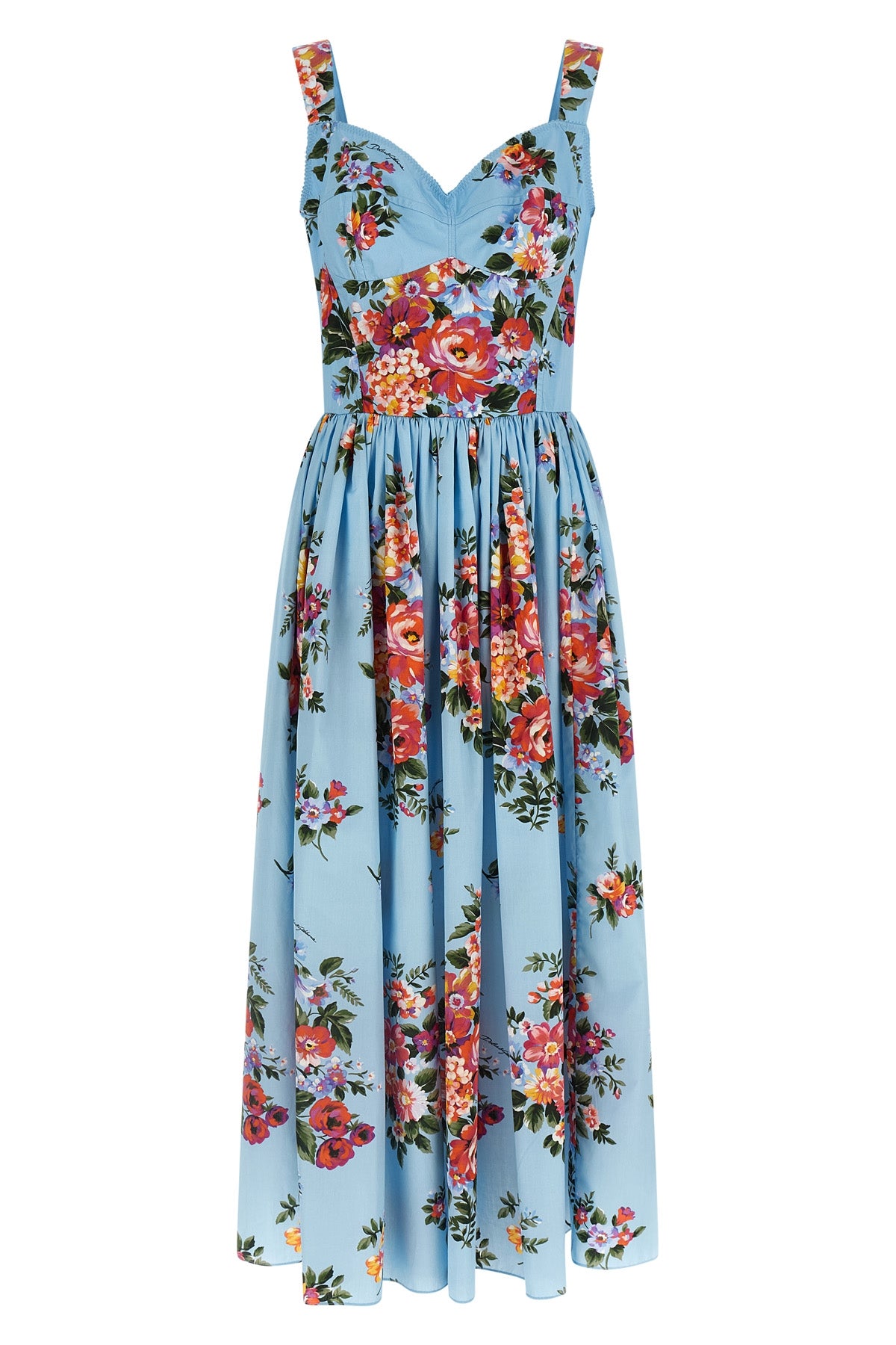 DOLCE amp; GABBANA 42 long dress in light cotton poplin