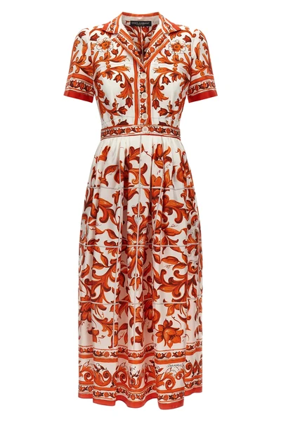 the dolce gabbana maiolica print silk twill midi dress embodies sartorial ex