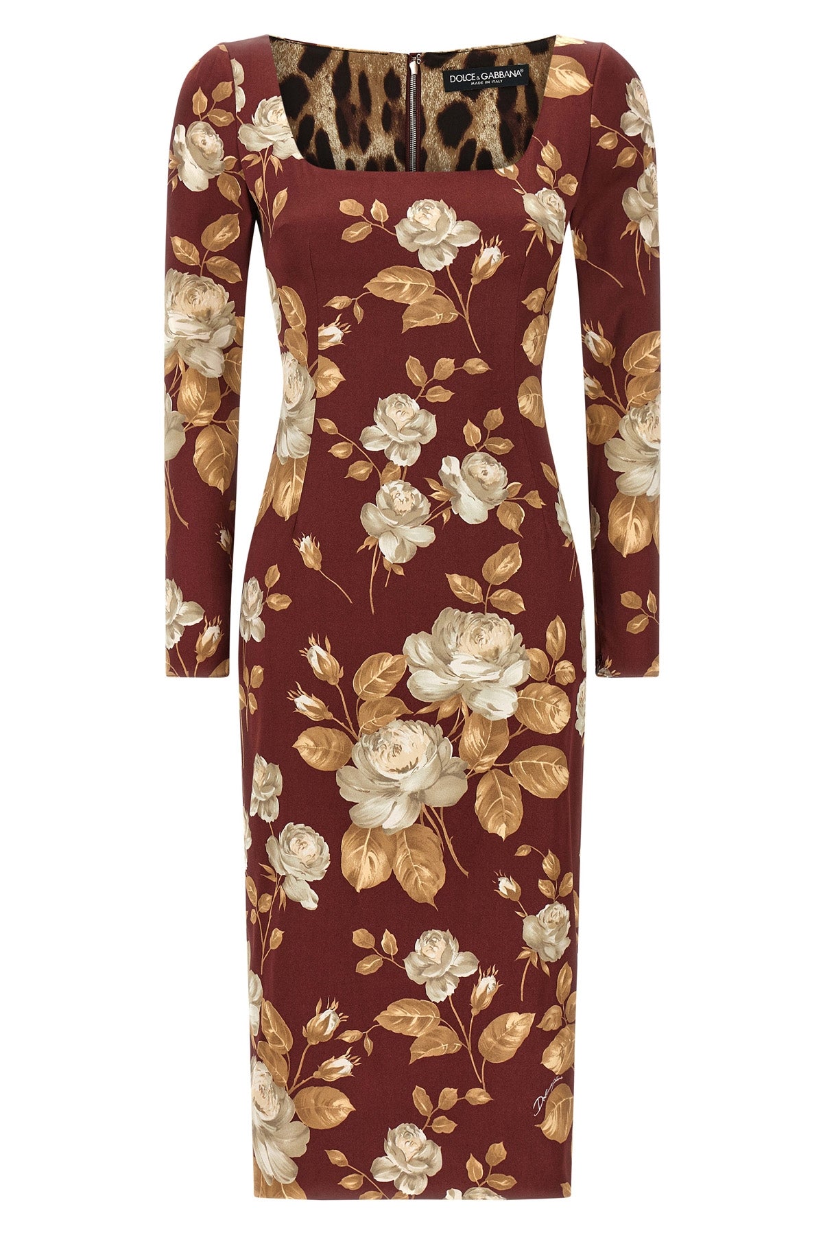 DOLCE amp; GABBANA 38 all over rose-print silk satin midi dress