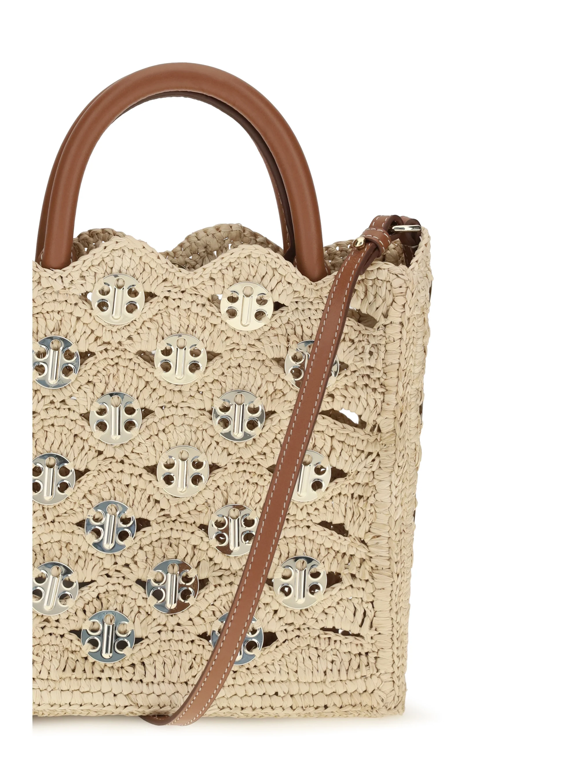 1969 disc raffia top-handle bag
