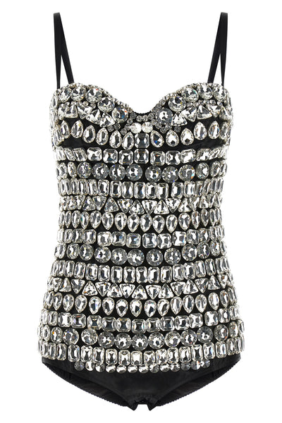 the dolce  gabbana bodysuit creates a sculptural silhouette through its precise