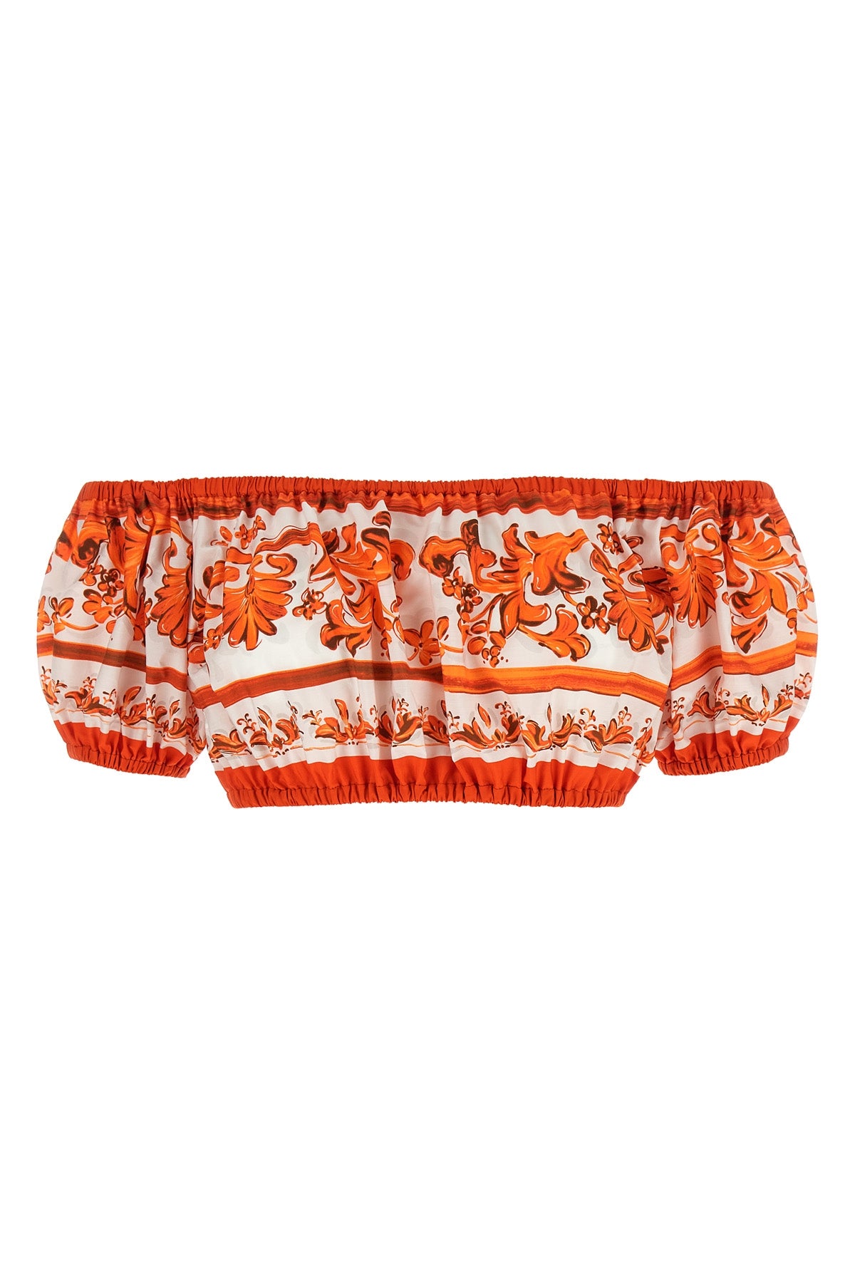DOLCE amp; GABBANA 38 maiolica print cotton poplin top