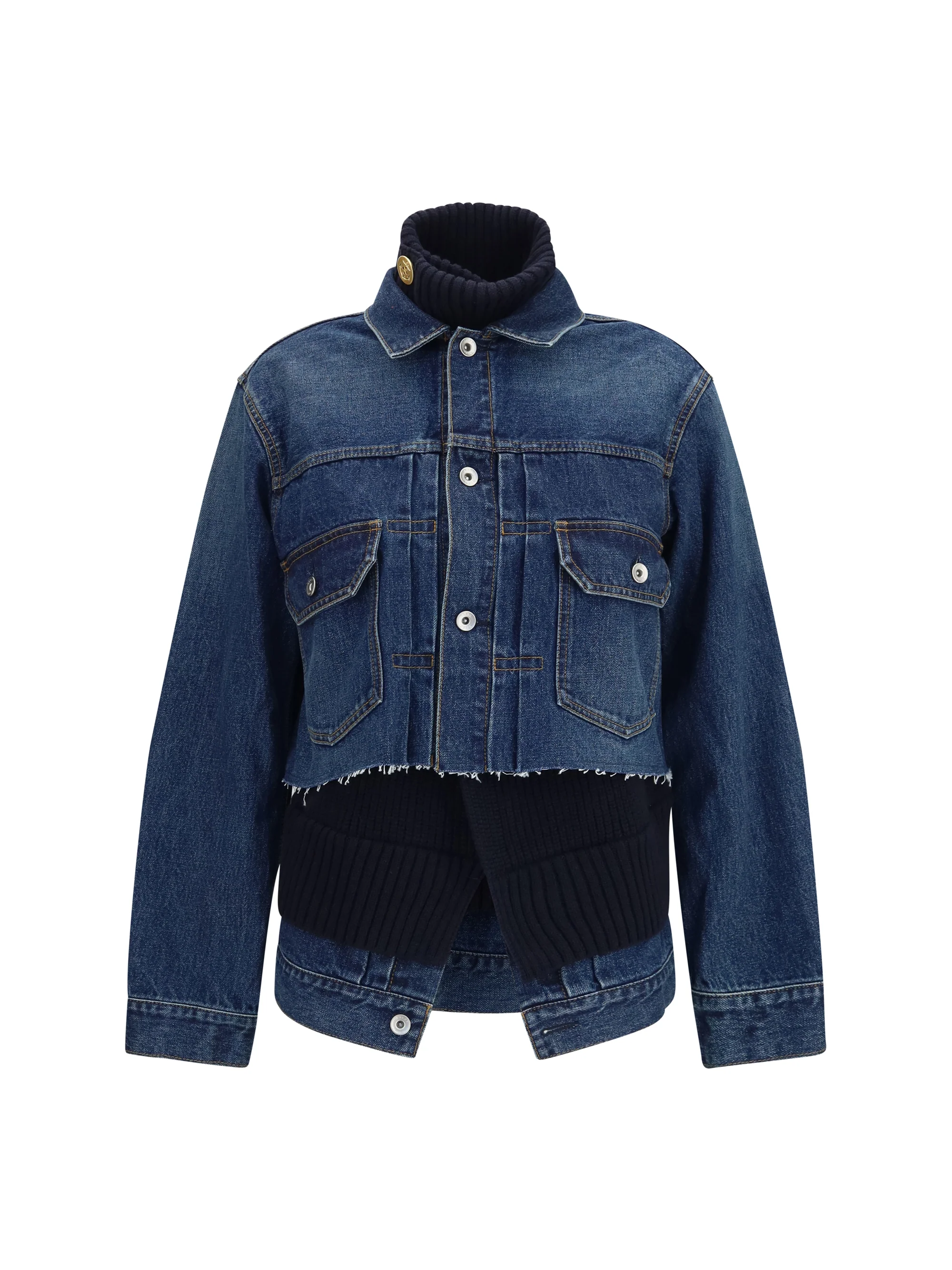 SACAI 2 denim jacket with wool knit layer