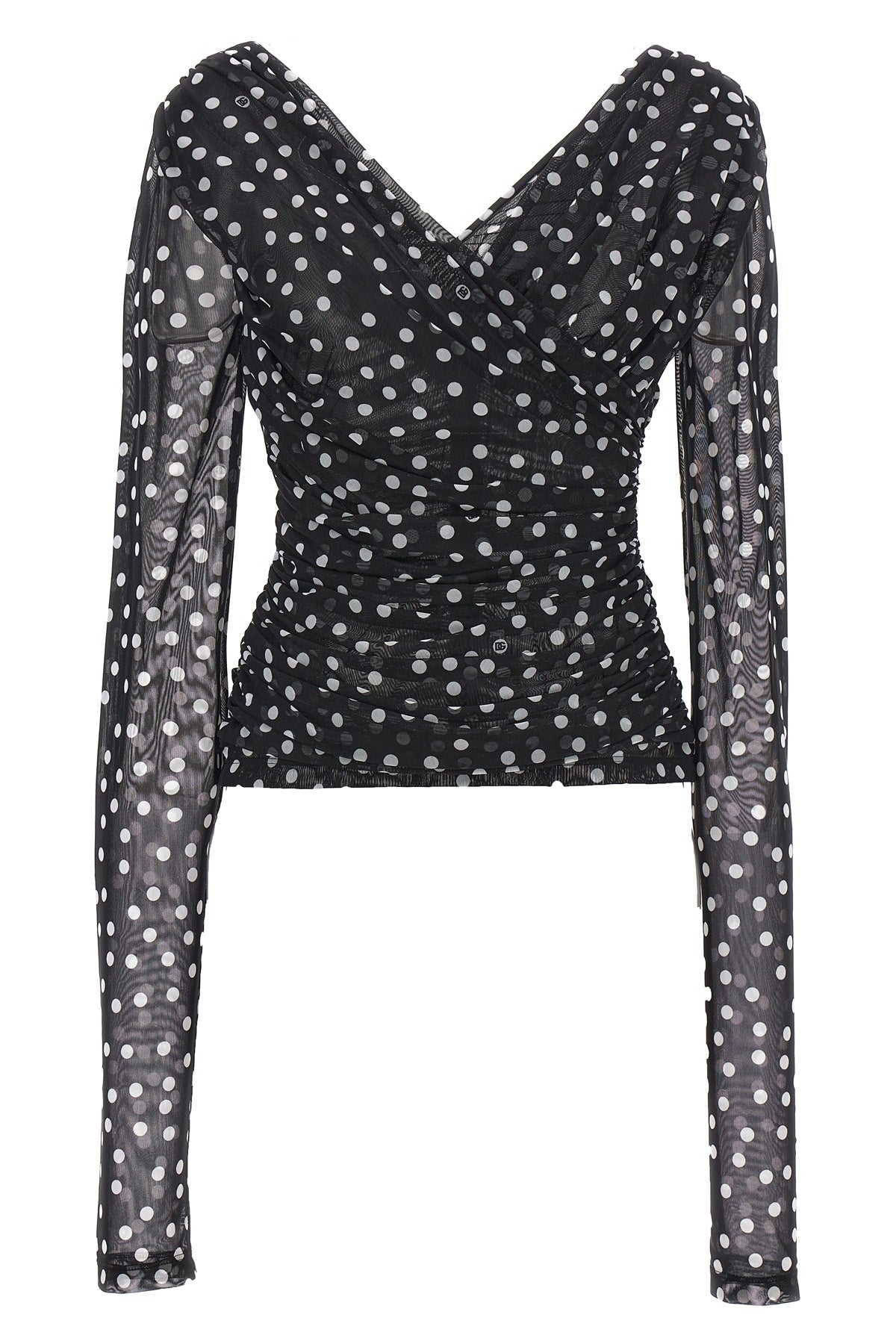 DOLCE amp; GABBANA 42 mambo polka dot print stretch tulle top