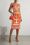 maiolica print silk charmeuse top