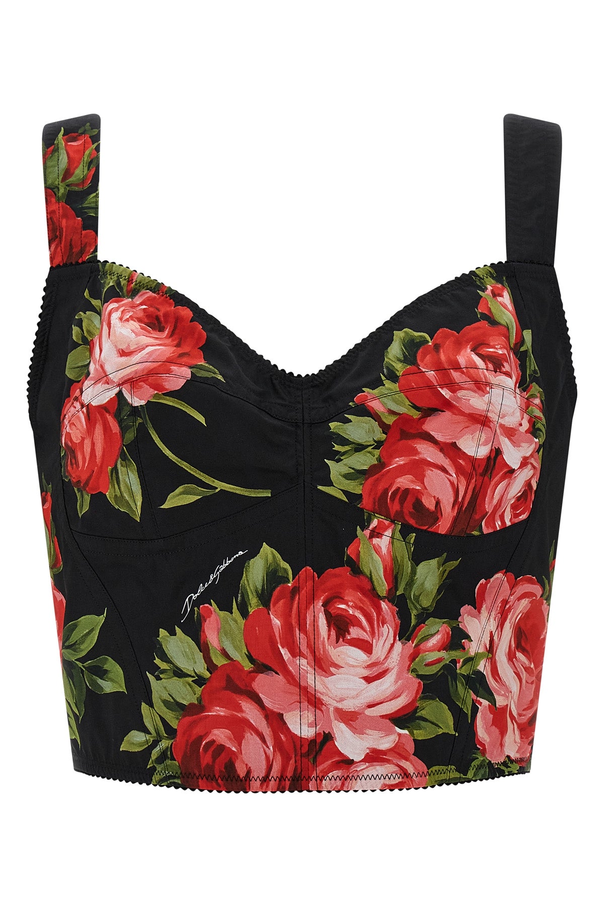 DOLCE amp; GABBANA 40 bustier top in bouquet rose print cotton