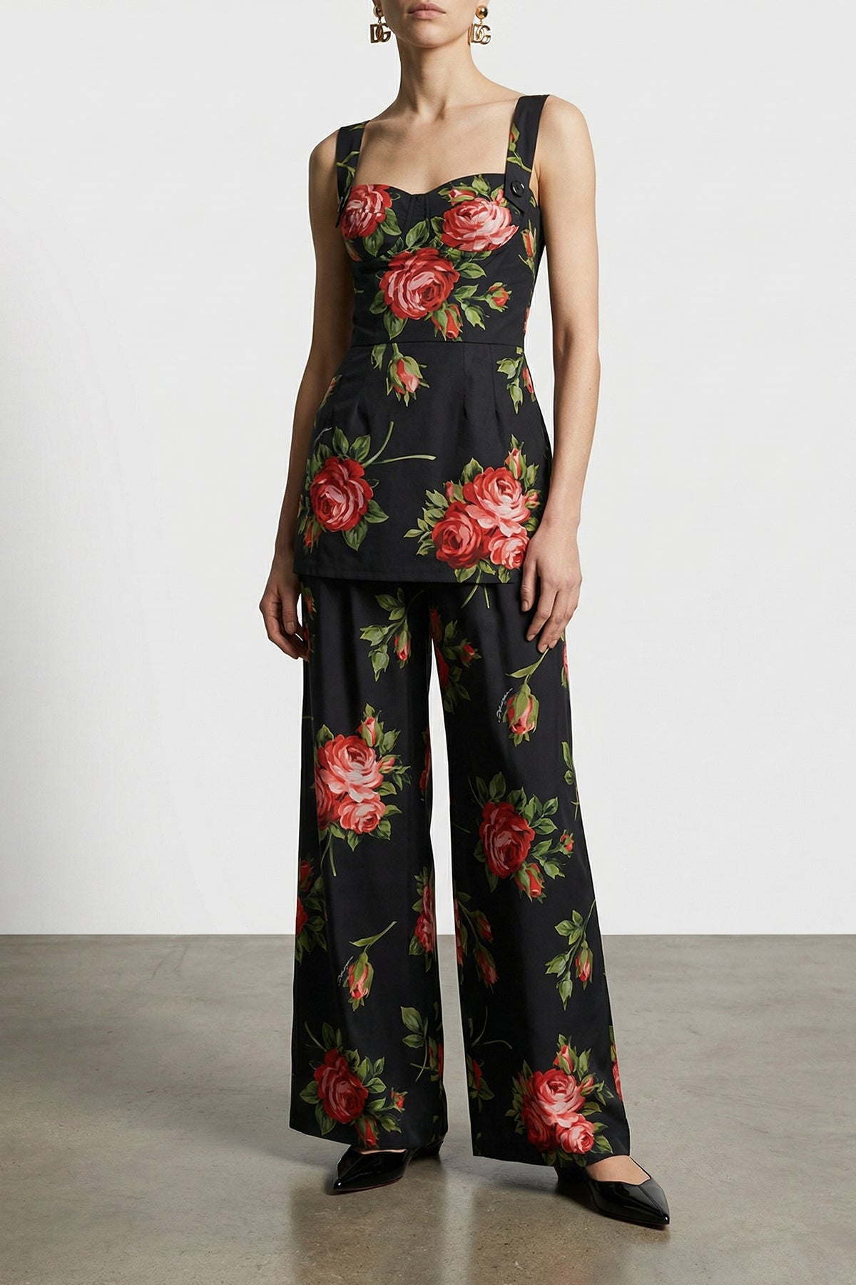 DOLCE amp; GABBANA 38 all-over bouquet rose print cotton top