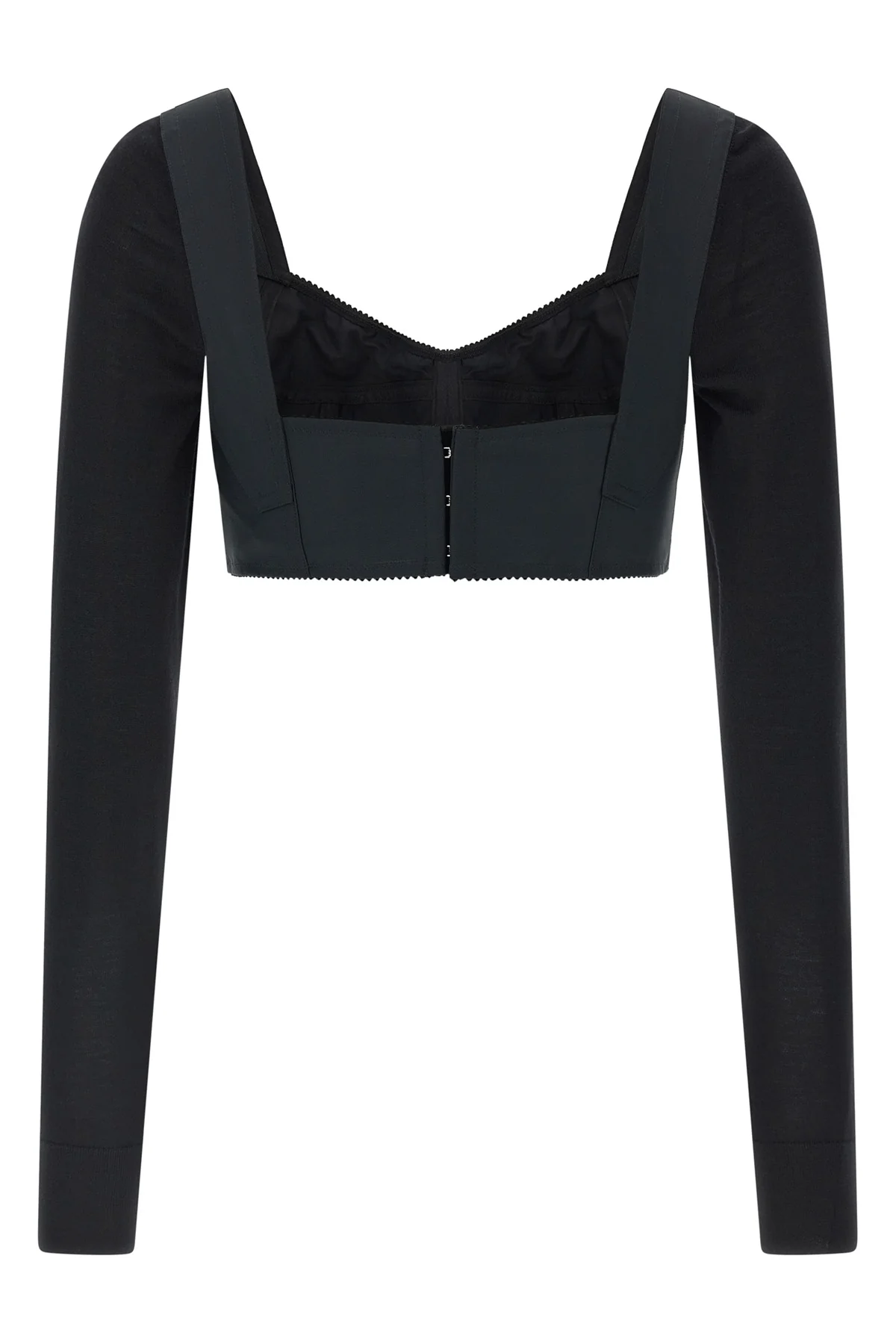 the dolce&gabbana black bustier top defines a new concept of tailoring through a