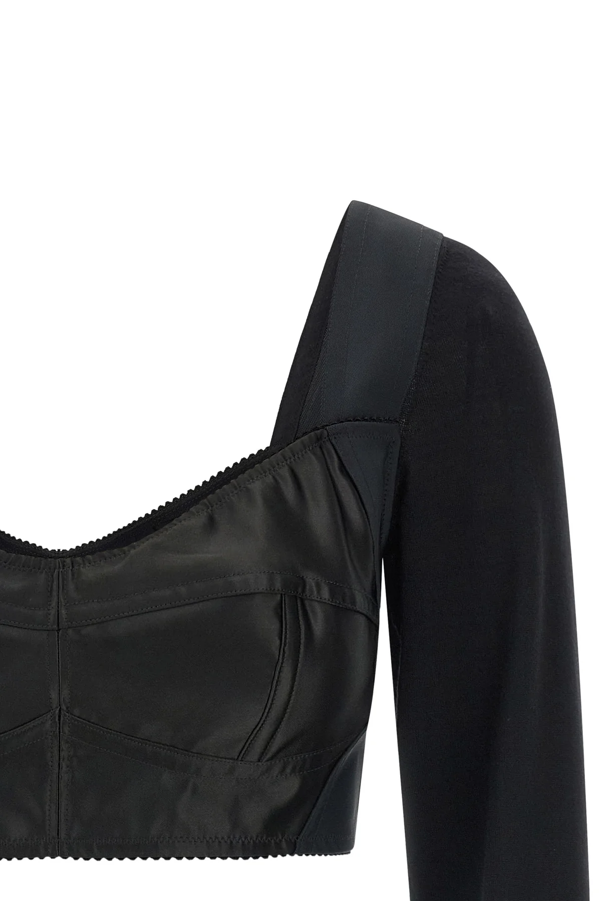 the dolce&gabbana black bustier top defines a new concept of tailoring through a