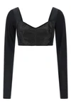 the dolce&gabbana black bustier top defines a new concept of tailoring through a