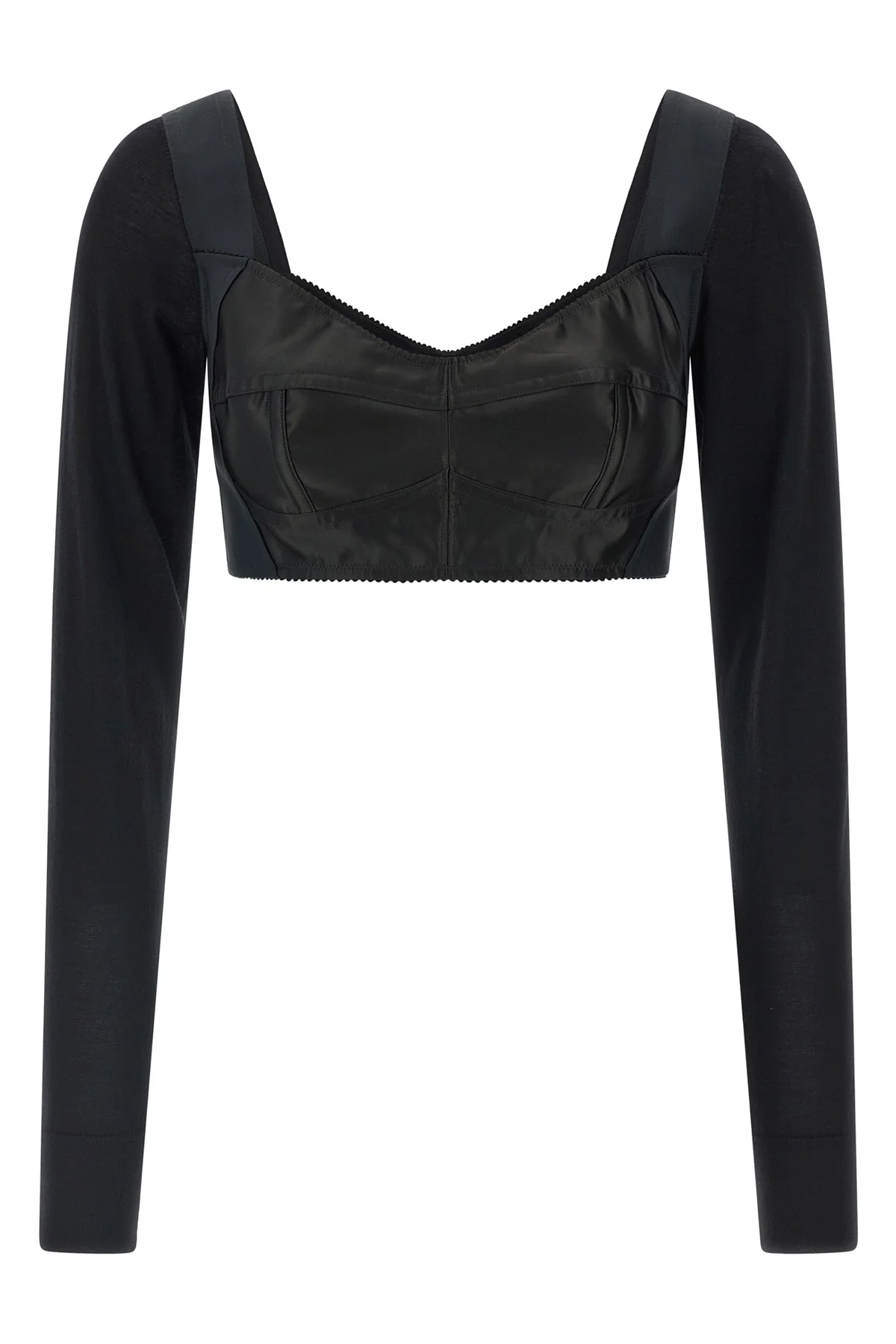 the dolce&gabbana black bustier top defines a new concept of tailoring through a