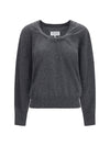 wool sweater with gathered neckline