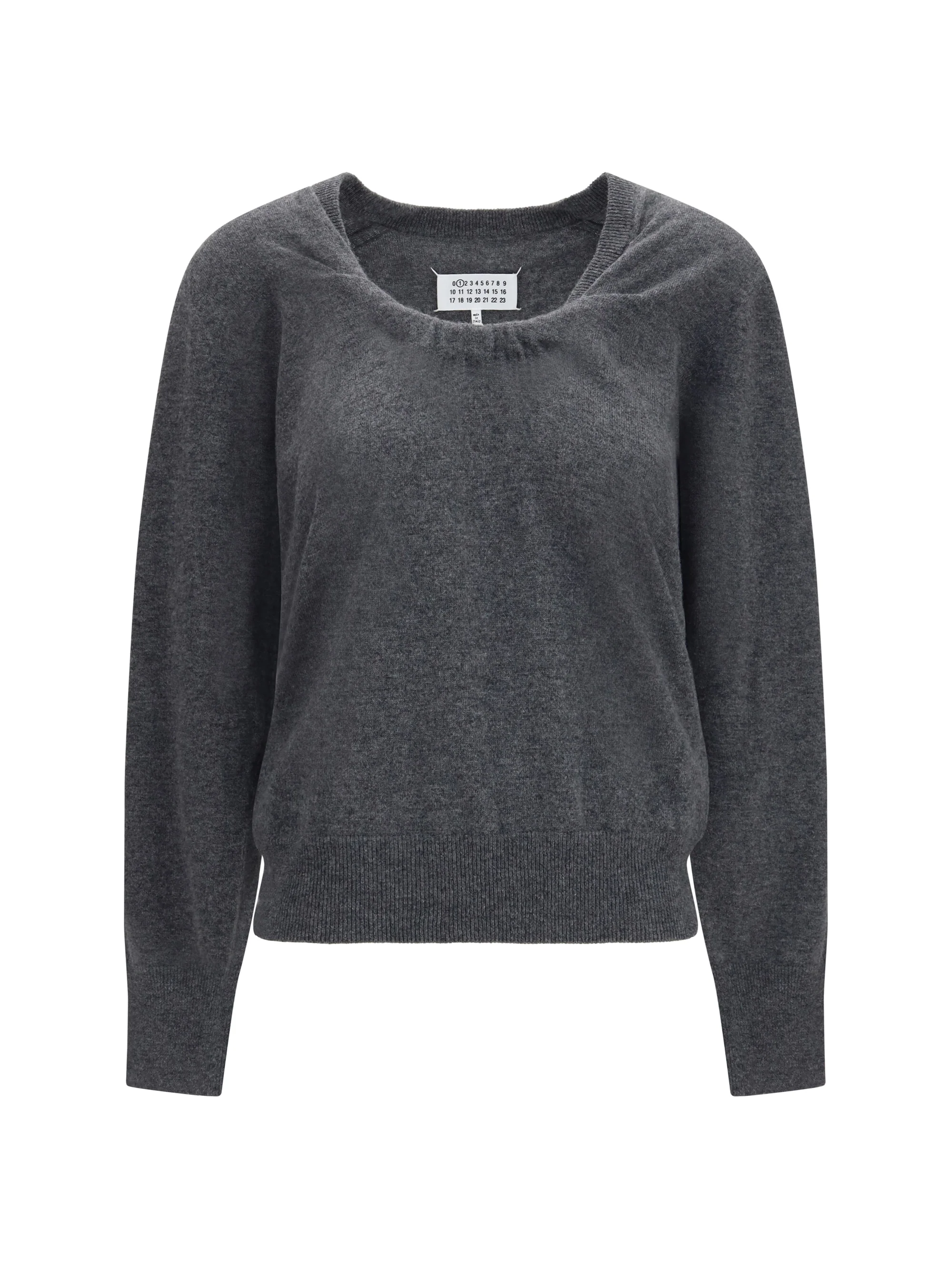 wool sweater with gathered neckline