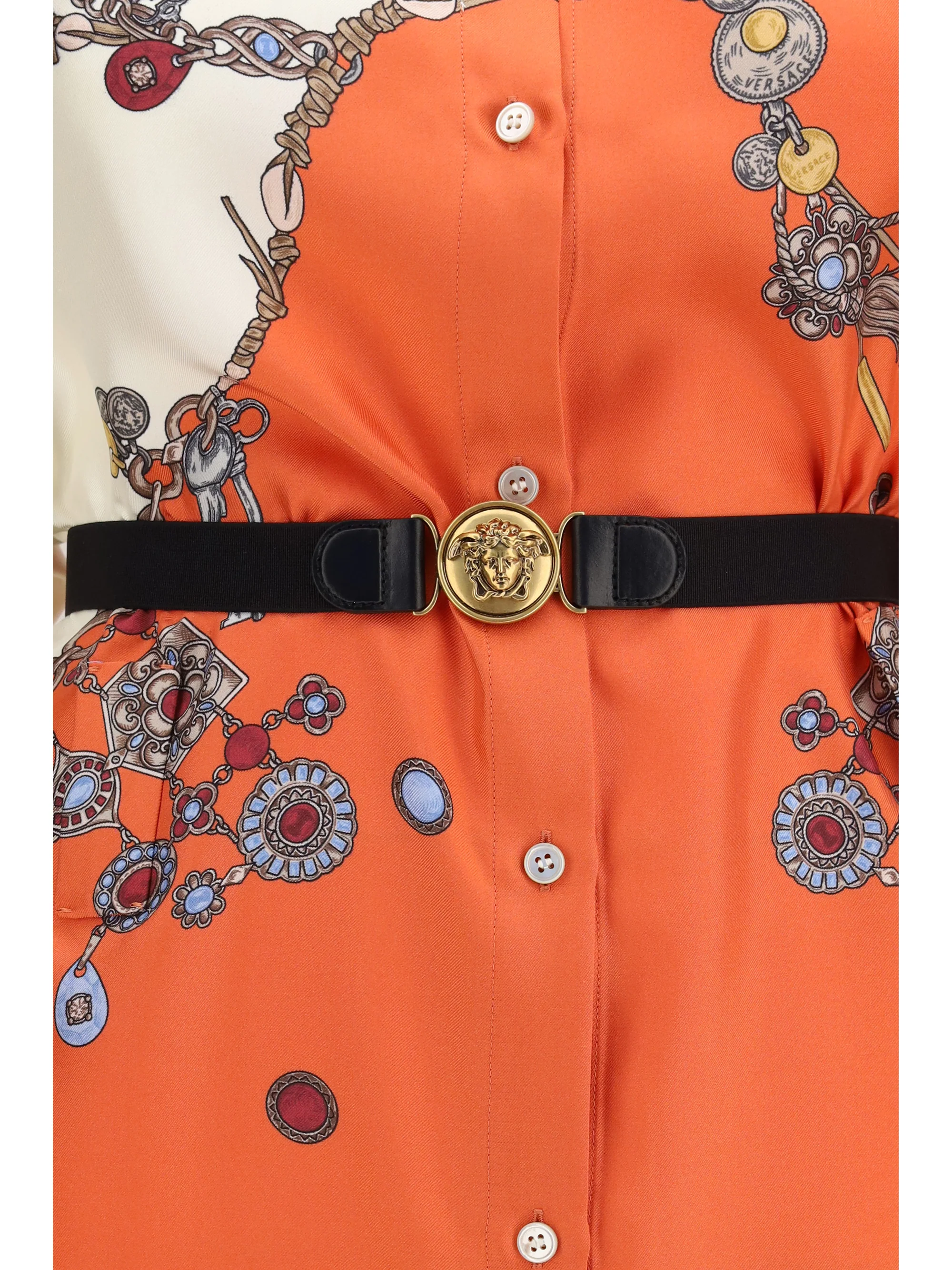 printed silk shirt mini dress