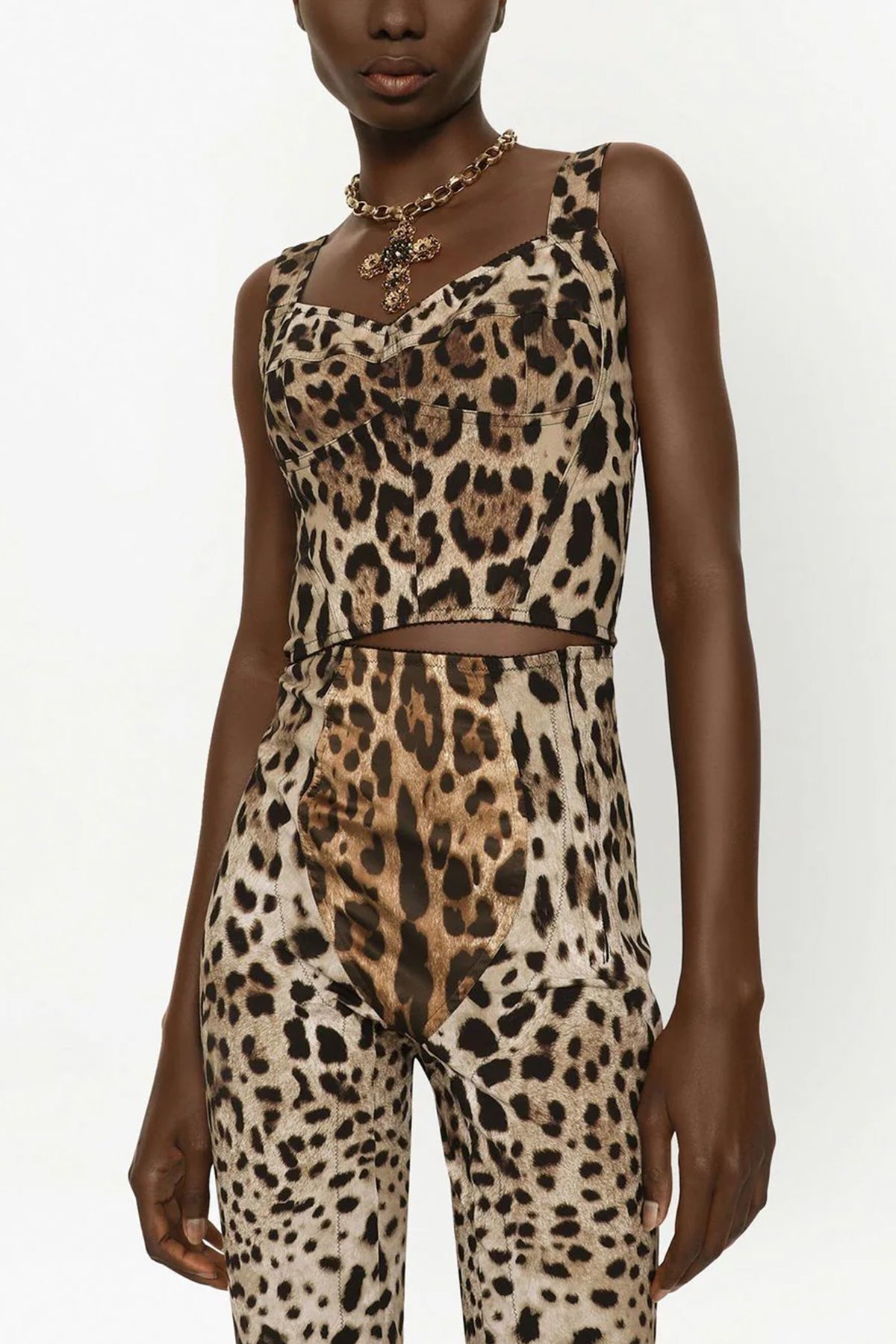 DOLCE amp; GABBANA 40 leopardo print marshal bustier top