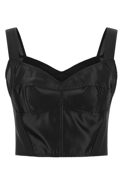 the dolcegabbana top bustier defines the silhouette through a rigorous corset c