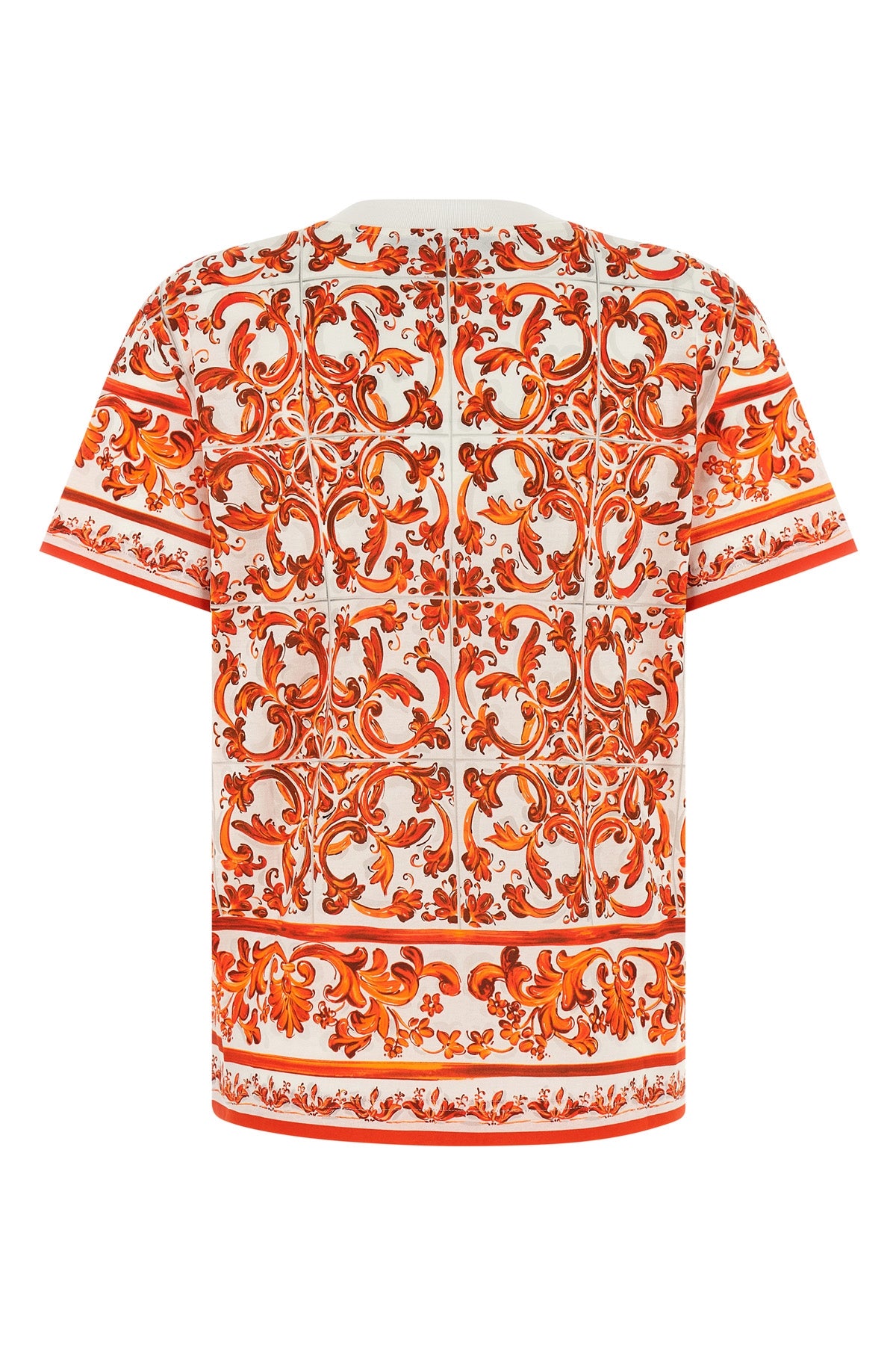 DOLCE amp; GABBANA 38 all-over maiolica print light cotton crew neck t-shirt