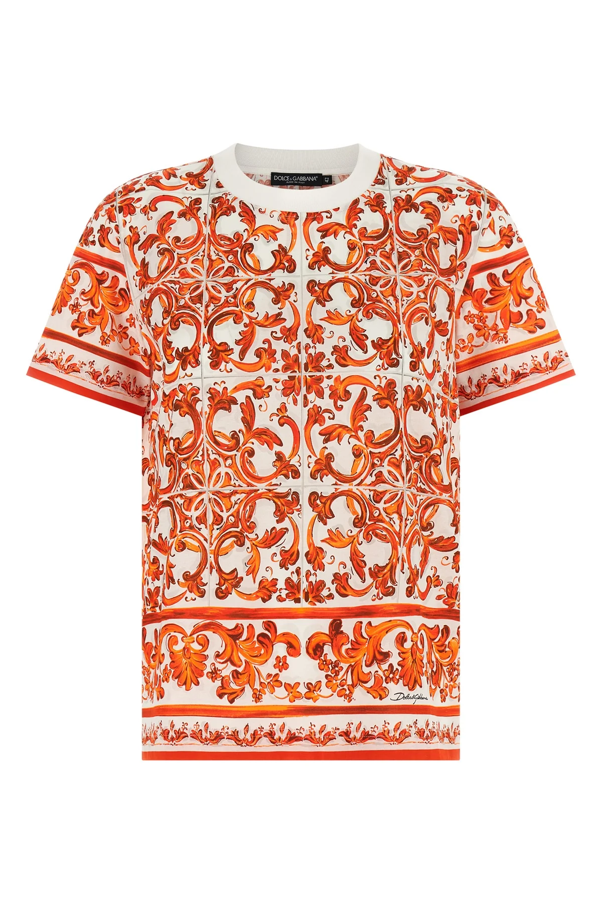 all-over maiolica print light cotton crew neck t-shirt