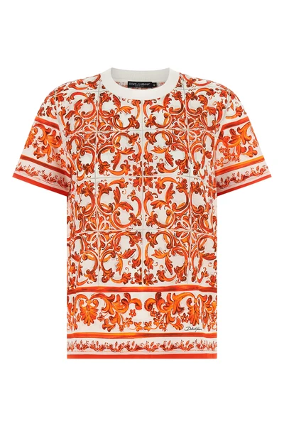 all-over maiolica print light cotton crew neck t-shirt
