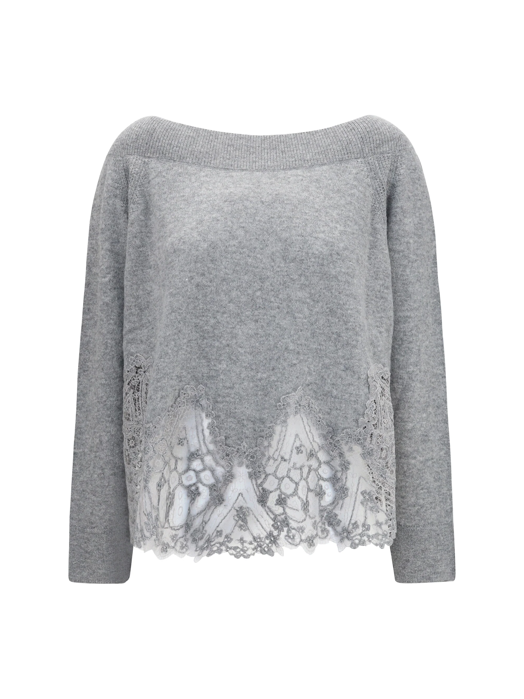 boat neck lace sweater