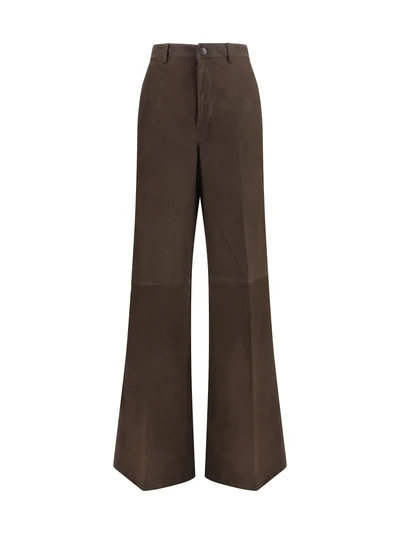 wide-leg suede pants