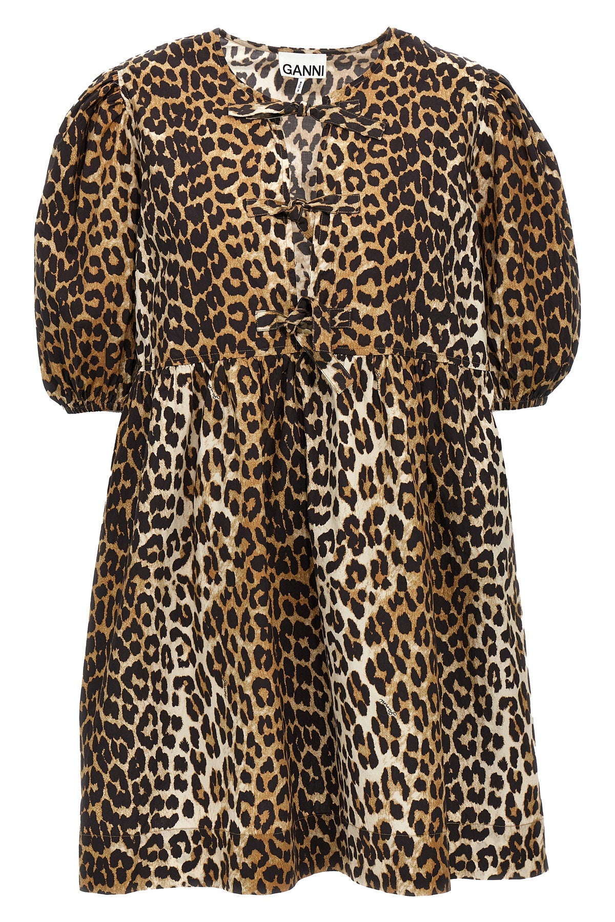 GANNI 34 leopard print cotton poplin dress