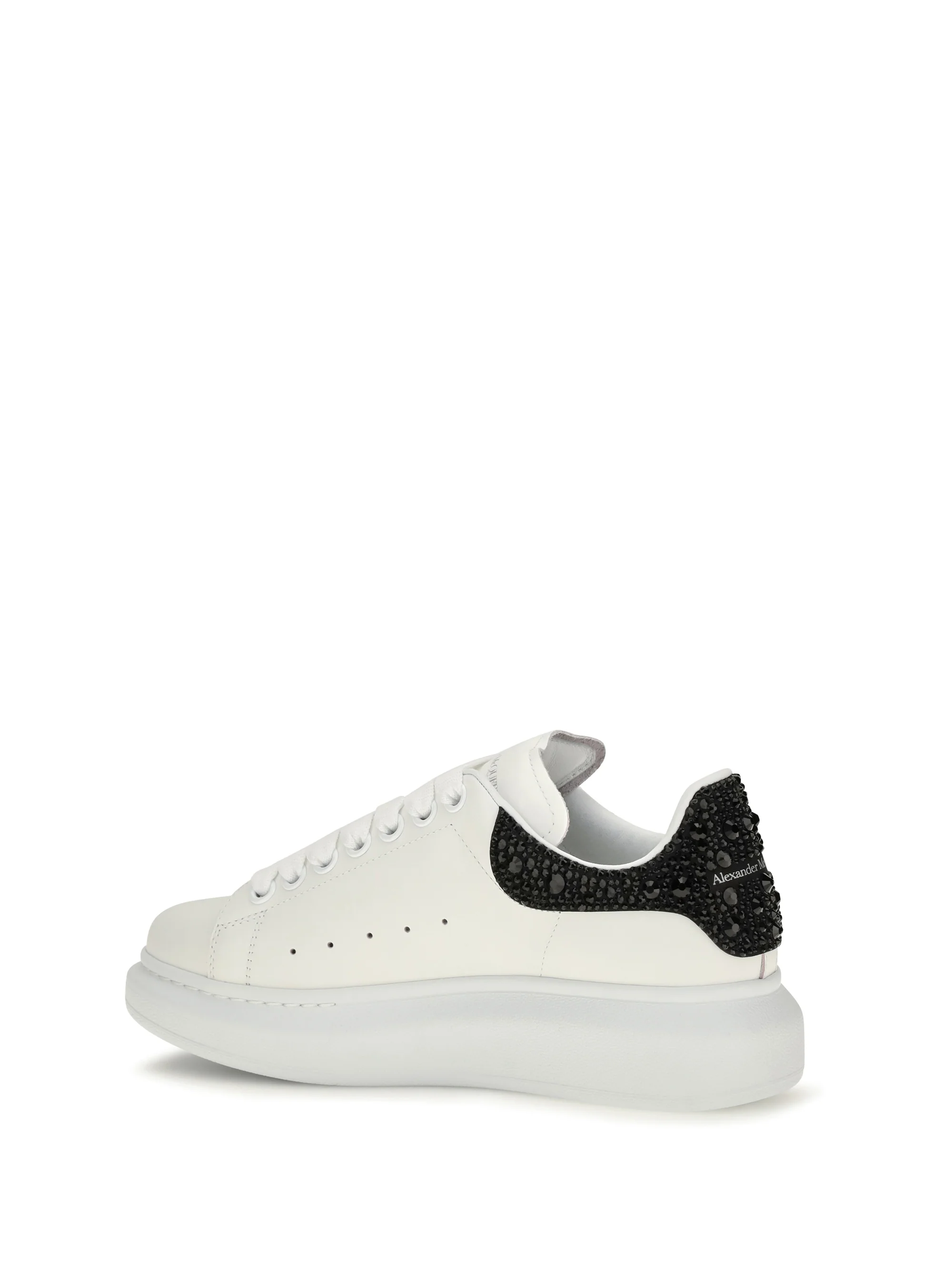 oversized sneakers with suede heel and crystal details