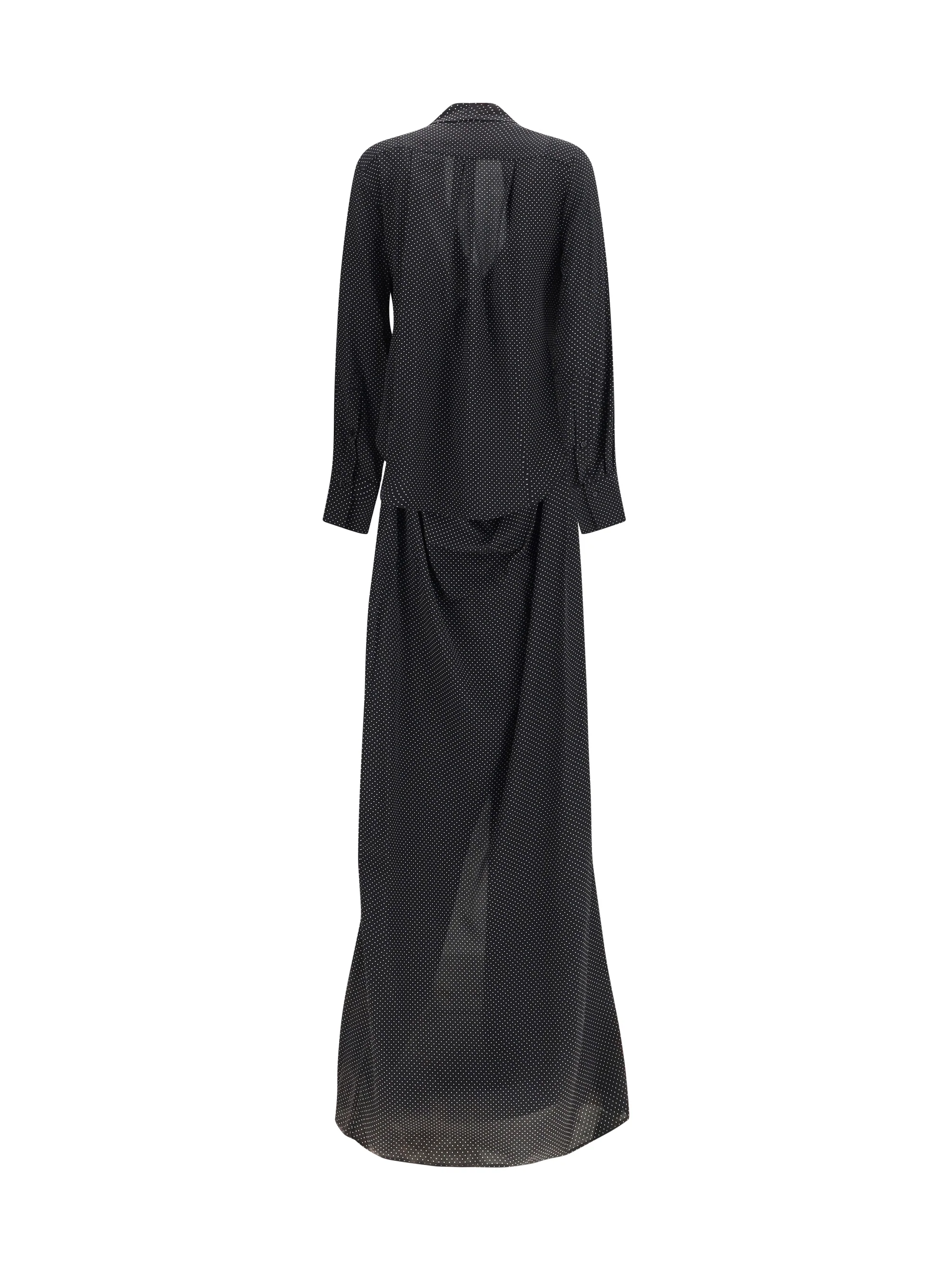 SA SU PHI 40 criss cross polka-dot silk crepe de chine long dress