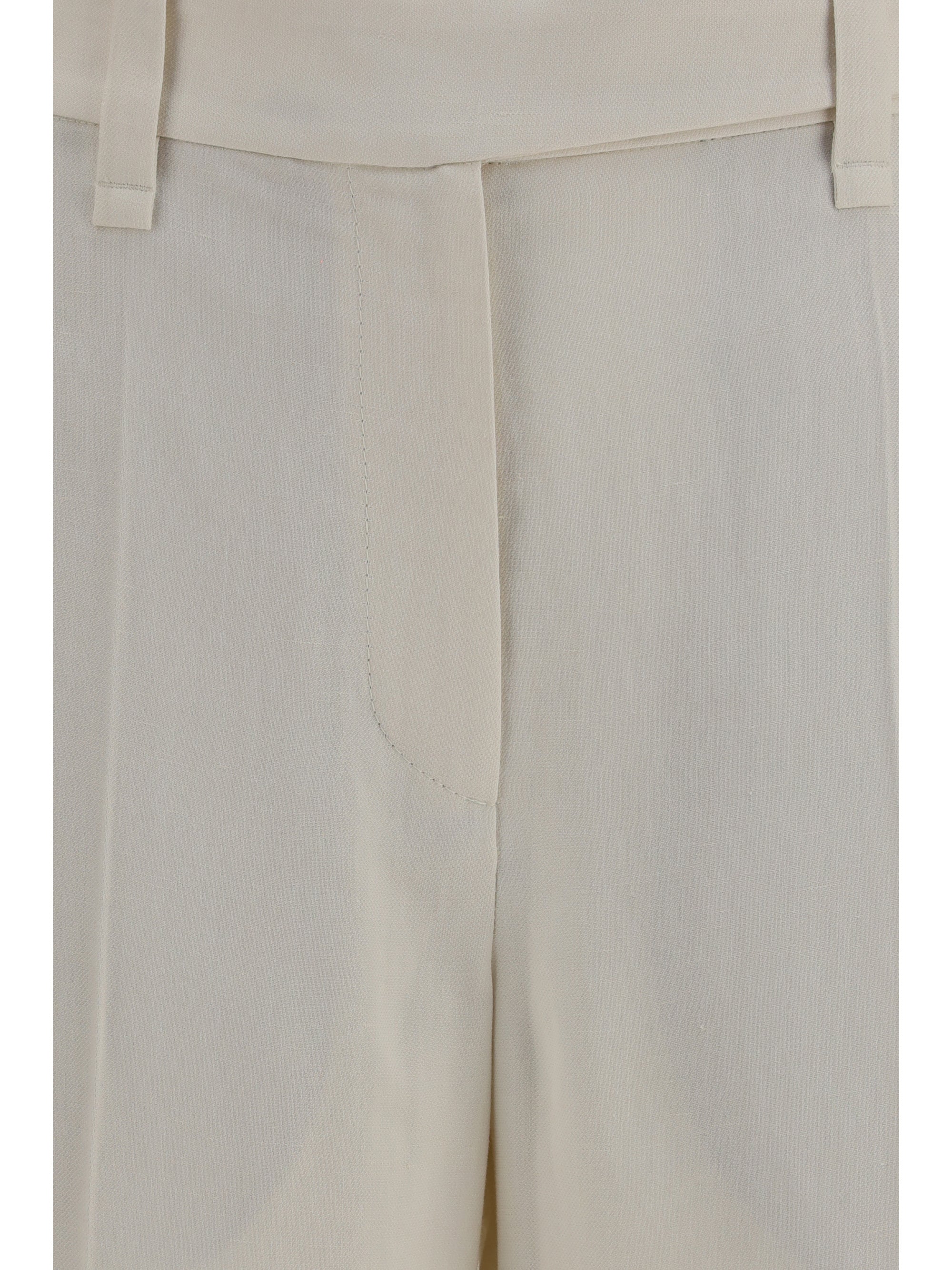 cigarette pants in fluid viscose and linen twill