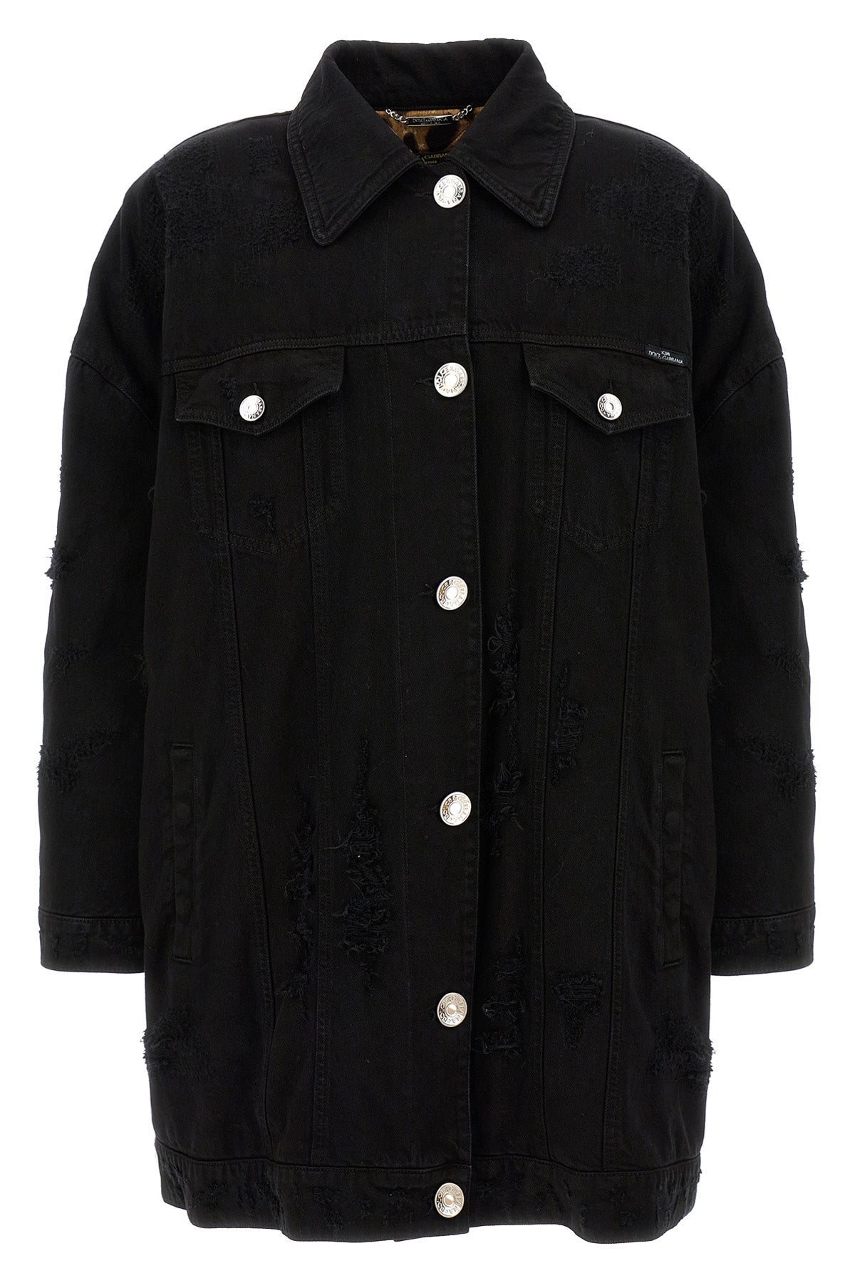 DOLCE amp; GABBANA 40 long jacket in slightly padded used-effect denim lined