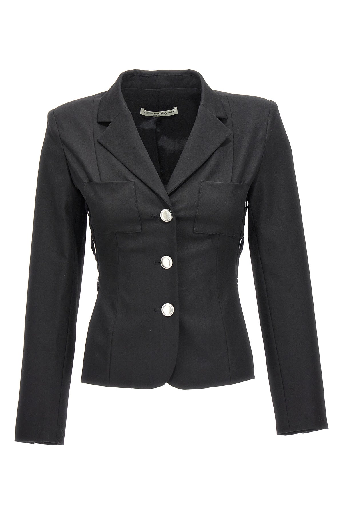 ALESSANDRA RICH 42 blazer monopetto in misto lana con dettaglio lacci