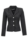 blazer monopetto in misto lana con dettaglio lacci