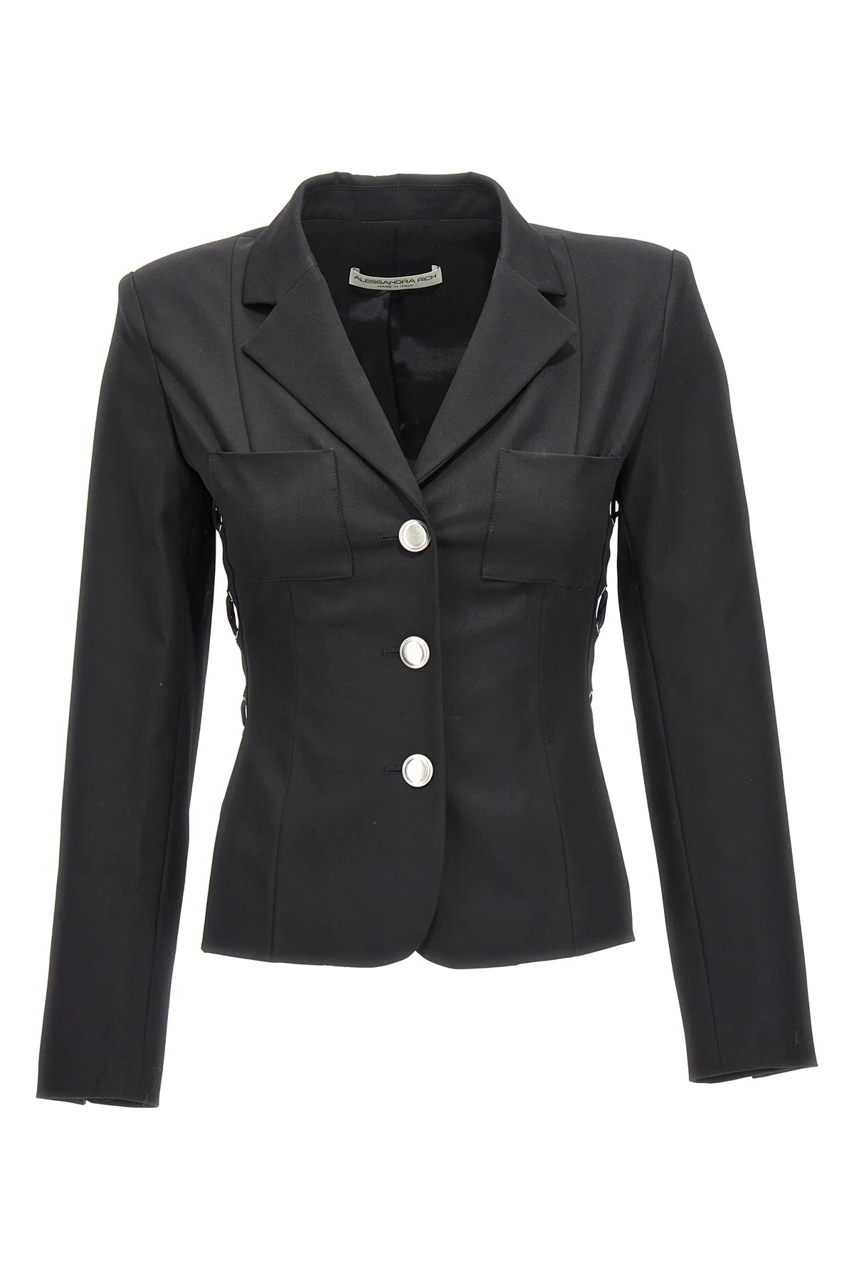 blazer monopetto in misto lana con dettaglio lacci