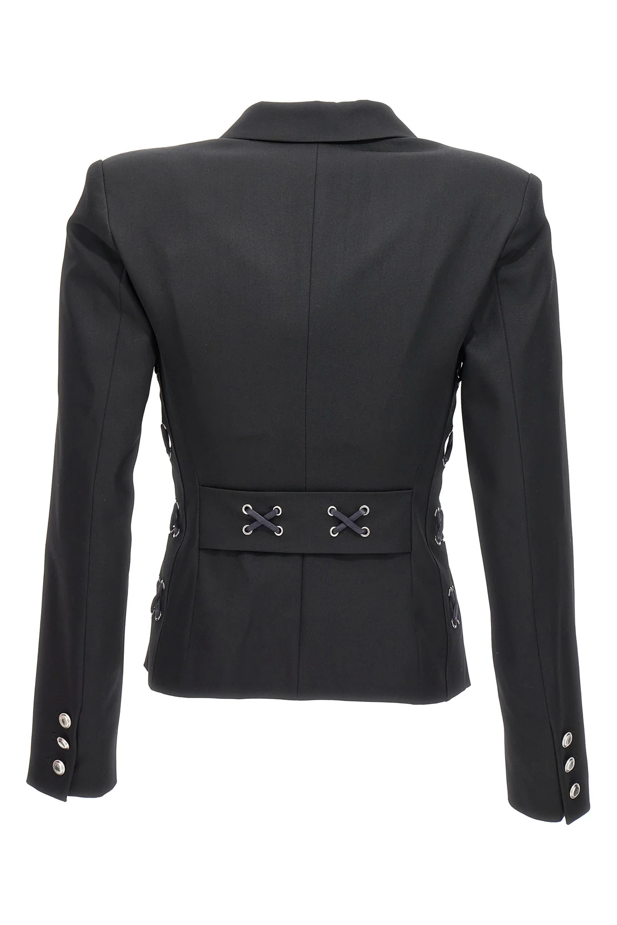 blazer monopetto in misto lana con dettaglio lacci